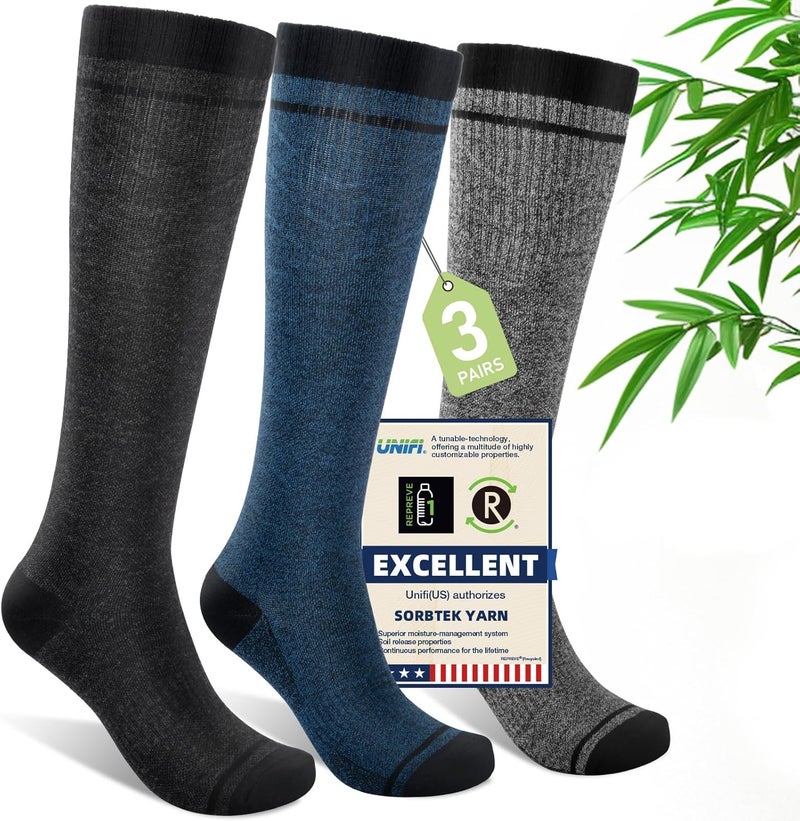 Iambamboo Compression Socks Women & Men, 15-20 mmHg Bamboo Viscose Knee High Soft Support for Flying Travel Daily - Image 1